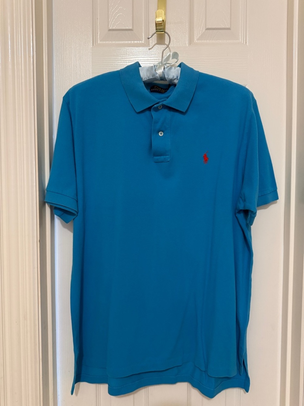 MEN’S Ralph Lauren Turquoise Polo with Red Pony Embroidery